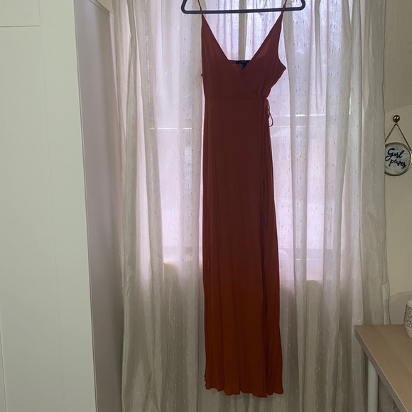 Rust Flowy Wrap Dress - Picture 3 of 5